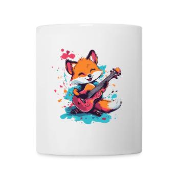 renard de dessin animé jouant de la guitare - Mug blanc - blanc - Devant