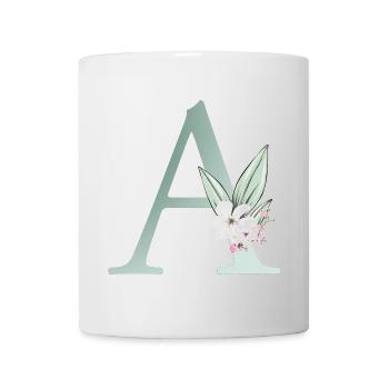 Un monogramme, floral, personnalisable - Mug blanc - blanc - Devant