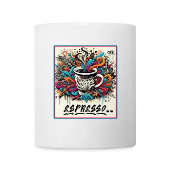 Espresso Graffiti Kaffee Design - Tasse - Weiß - Vorne