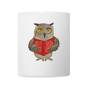 Leseeule Eule Bücherwurm lesen Buchliebe Leseratte - Tasse - Weiß - Vorne