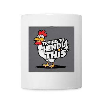 Comic Huhn "Trying to Hendl this" - Tasse - Weiß - Vorne