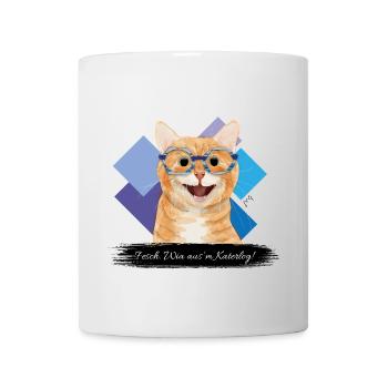 JvG Katze "Fesch. Wia aus´n Katerlog!" - Tasse - Weiß - Vorne