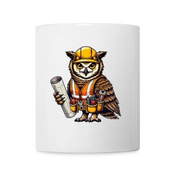 Construction Worker Owl – Clever & Crafty! - Mug - white - Front
