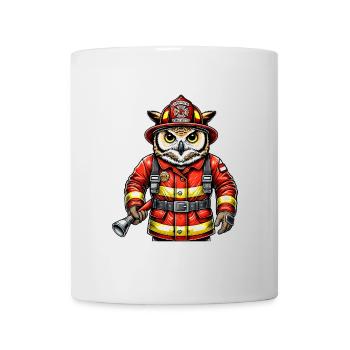 Hibou des pompiers – Le courage rencontre la sagesse - Mug blanc - blanc - Devant