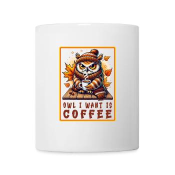 Eulen Kaffee Desgin - Tasse - Weiß - Vorne