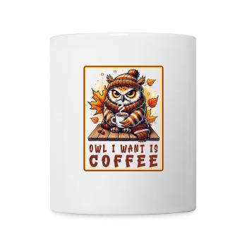 Eulen Kaffee Desgin - Tasse - Weiß - Vorne