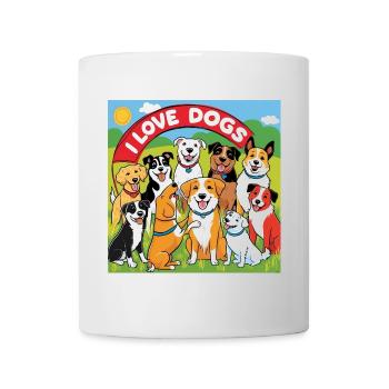I Love Dogs Cartoon Group - Mug - white - Front