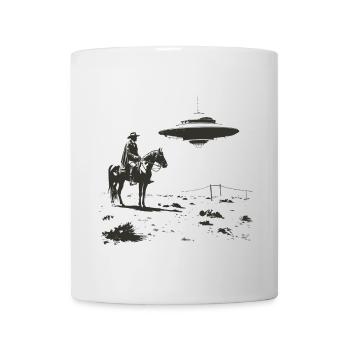 Cowboy meets UFO – Wild West Alien Encounter - Mug - white - Front