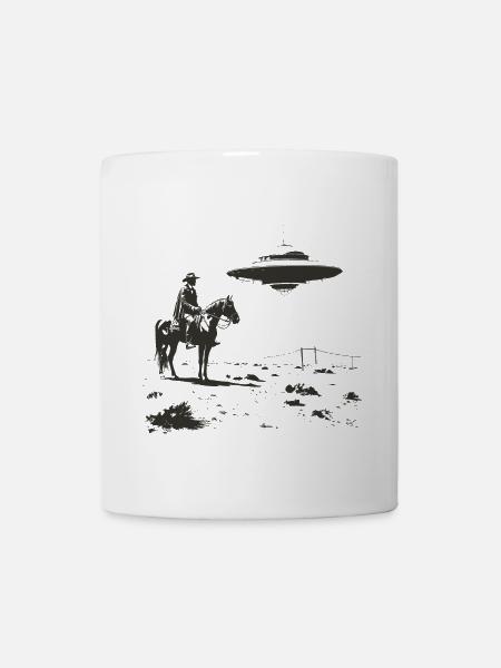 Cowboy meets UFO – Wild West Alien Encounter - Mug - white