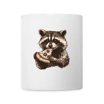 Waschbär isst Pizza - Tasse - Weiß - Vorne