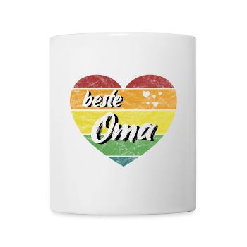 beste Oma Geschenk Lieblingsoma Herz retro vintage - Tasse - Weiß - Vorne