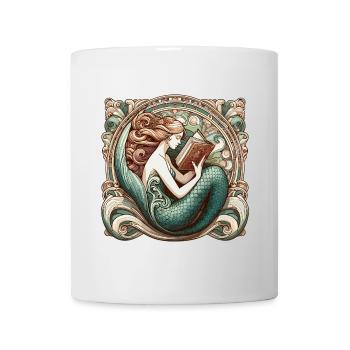 Meerjungfrau Nixe Lesen Buch Bücher Geschenk - Tasse - Weiß - Vorne