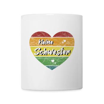 kleine Schwester Herz retro vintage - Tasse - Weiß - Vorne