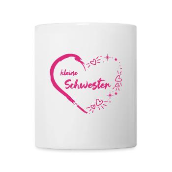 kleine Schwester pink Herz rosa - Tasse - Weiß - Vorne