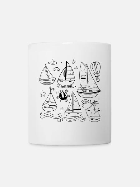Segeln Comic Stil - Tasse - Weiß