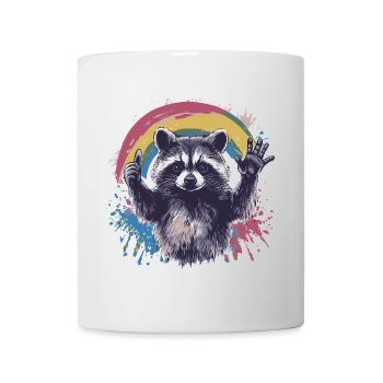 Waschbär Farbkleckse Regenbogen - Tasse - Weiß - Vorne
