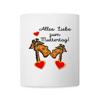 GESCHENKE ZUM MUTTERTAG MAMA KIND GIRAFFE - Tasse - Weiß - Vorne
