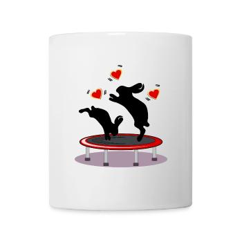 LAPIN DE PÂQUES LAPIN TRAMPOLINE COEURS DE PÂQUES - Mug blanc - blanc - Devant