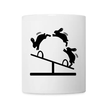 OSTERHASEN SPRINGEN HASEN SCHAUKEL - Tasse - Weiß - Vorne