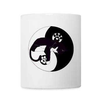 Nighttime Cat on Moon with Paws - Mug - white - Front
