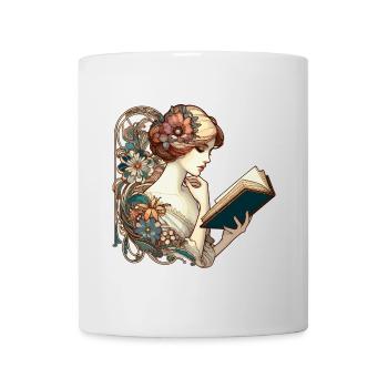 Livre Livres Lecture Belle Femme Art Nouveau Cadeau - Mug blanc - blanc - Devant