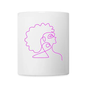 Linie Kunst Frau Afro Minimalistisch - Tasse - Weiß - Vorne