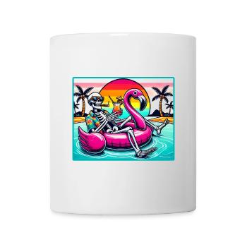 Flamingo Pool Party – Skeleton Summer Vibes - Mug - white - Front