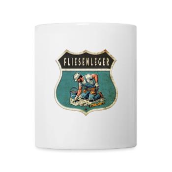 Fliesenleger Wappen Design - Tasse - Weiß - Vorne