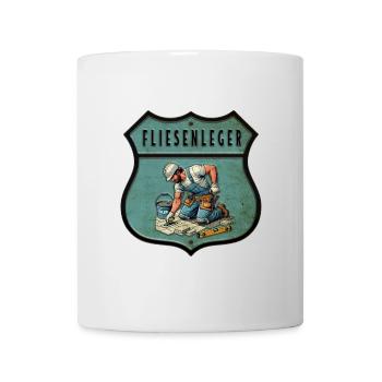 Fliesenleger Wappen Design - Tasse - Weiß - Vorne