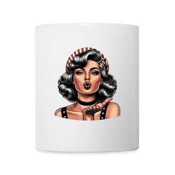 Rockabilly Kussmund Luftkuss pusten Retro Geschenk - Tasse - Weiß - Vorne