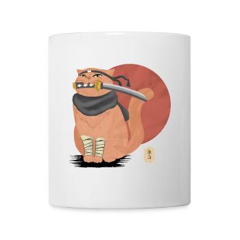 Chat samouraï avec Katana - Mug blanc - blanc - Devant