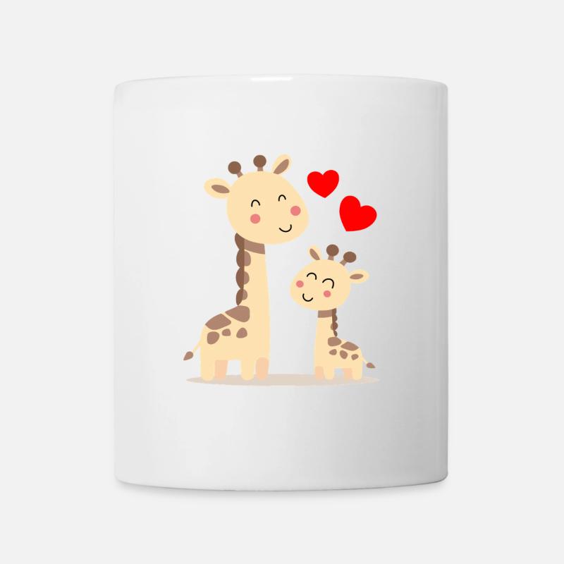 Baby Giraffe mit Mami Giraffe - Tasse - Weiß