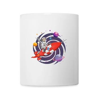 L’astronaute et la fusée rouge dans l’espace. - Mug blanc - blanc - Devant