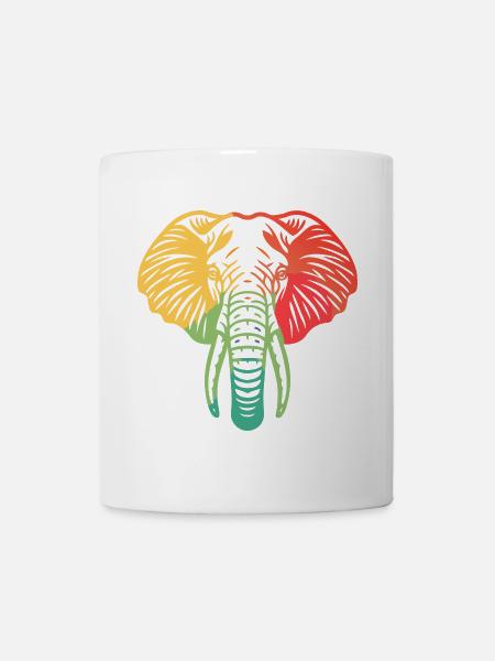 Elefantenkopf bunt - Tasse - Weiß