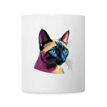 Chat siamois vibrant pop art - Portrait moderne - Mug blanc - blanc - Devant