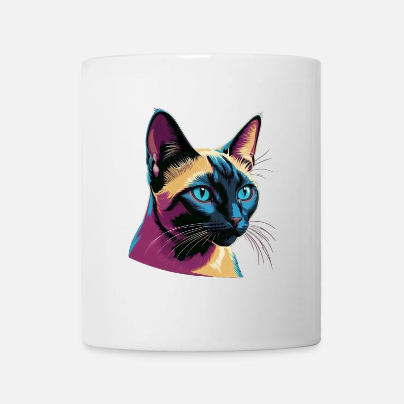Lebendige Pop-Art-Siamkatze - Modernes Porträt - Tasse - Weiß