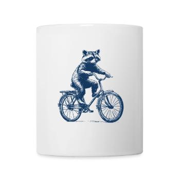 Raccoon rides a bike - Mug - white - Front