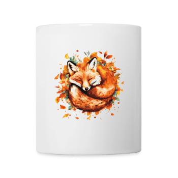 Fox sleeping in autumn leaves - Mug - white - Front