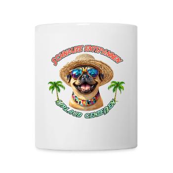 Schnauze entspannen – Urlaub mit Mops - Tasse - Weiß - Vorne