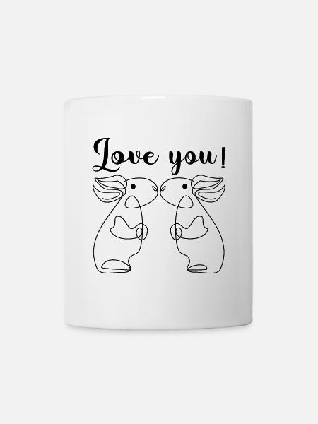 LINE ART HARE - BUNNY - LOVE YOU RABBIT - Mug - white