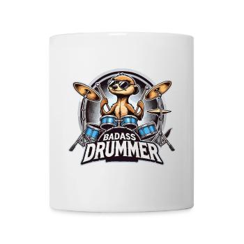 Knallharter Schlagzeuger Erdmännchen cool Geschenk - Tasse - Weiß - Vorne