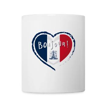Bonjour Paris-Herz für Frankreich Trikolore - Tasse - Weiß - Vorne