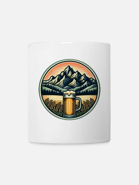 Alpenland Biergarten Illustration - Tasse - Weiß