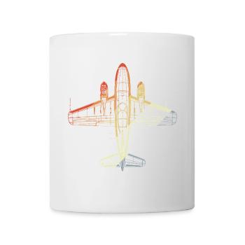 Dessin au trait d’avion vintage - Mug blanc - blanc - Devant