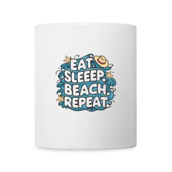 Essen Schlaf Strand Wiederholen - Tasse - Weiß - Vorne