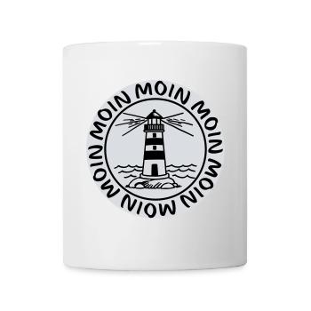 Moin Moin Leuchtturm – Maritimes Küsten Design - Tasse - Weiß - Vorne