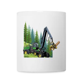 Harvester, harvester in the forest - Mug - white - Front