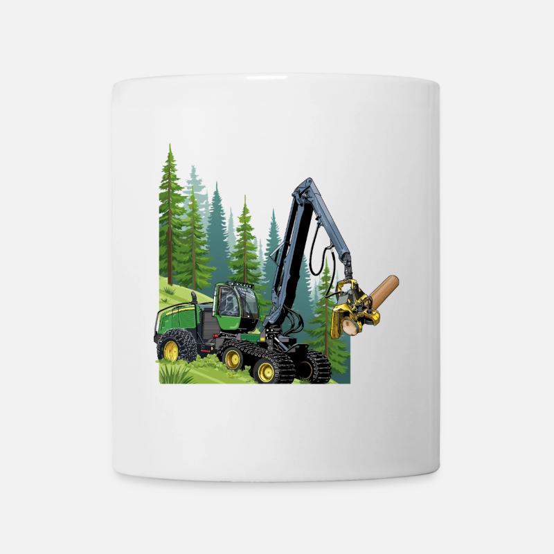 Harvester, Holzvollernter im Wald - Tasse - Weiß