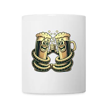 Lustiger Bier-Prost-Cartoon Sticker - Tasse - Weiß - Vorne