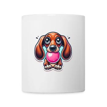 Dackel-Kaugummi-Cartoon-Design - Tasse - Weiß - Vorne